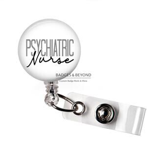 Psychiatric Nurse Badge Reel | Mental Health RN ID Name Tag Holder Retractable